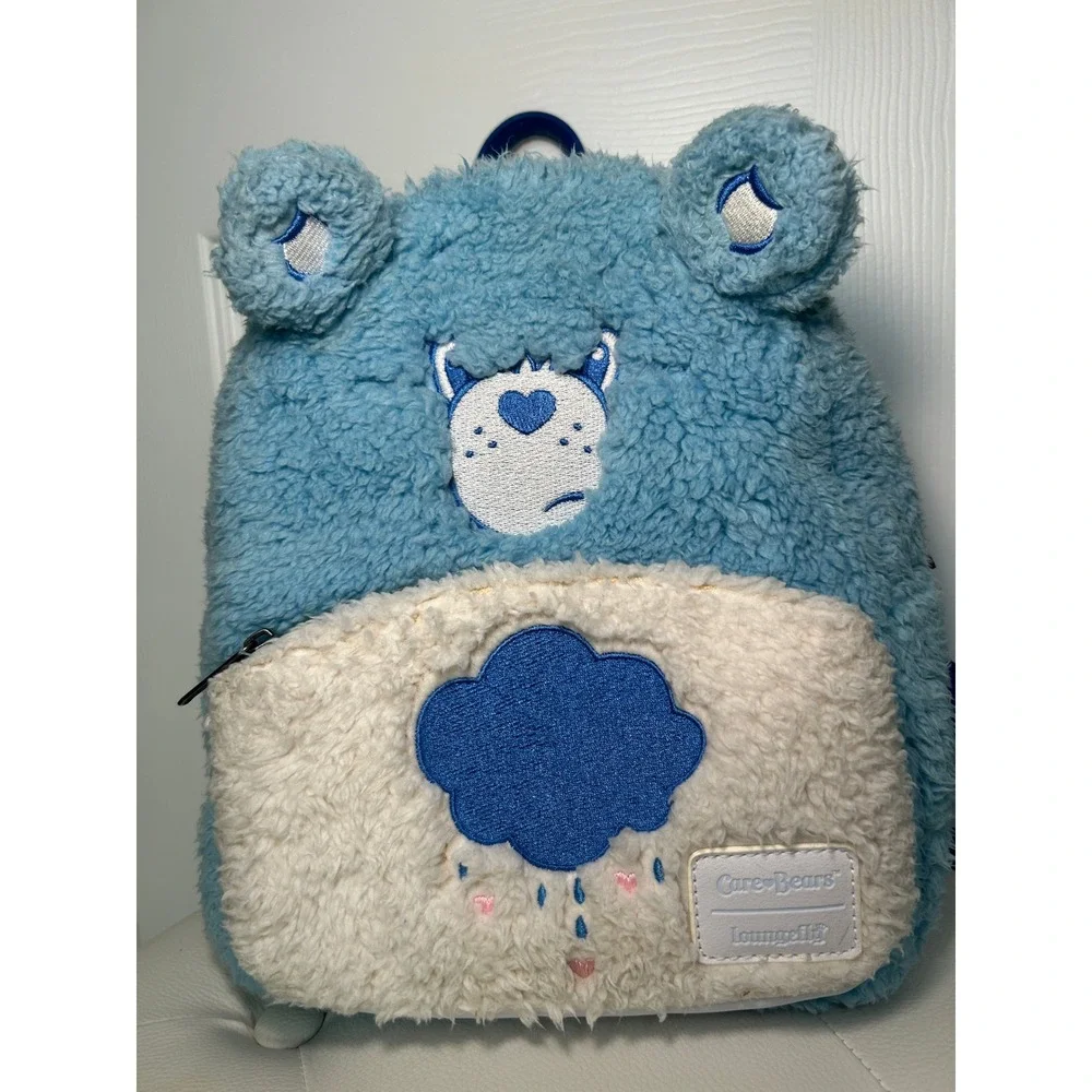 Loungefly‎ Care Bears Grumpy Bear Sherpa Mini Backpack Blue Faux Fur 2022